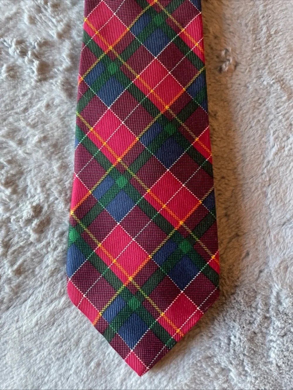 Ralph Lauren Red Plaid Tie with Navy and Green